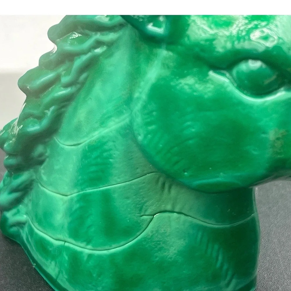 Vintage Jade Malachite Glass Horse Head Figurine‎ Czech Art Deco Hoffmann